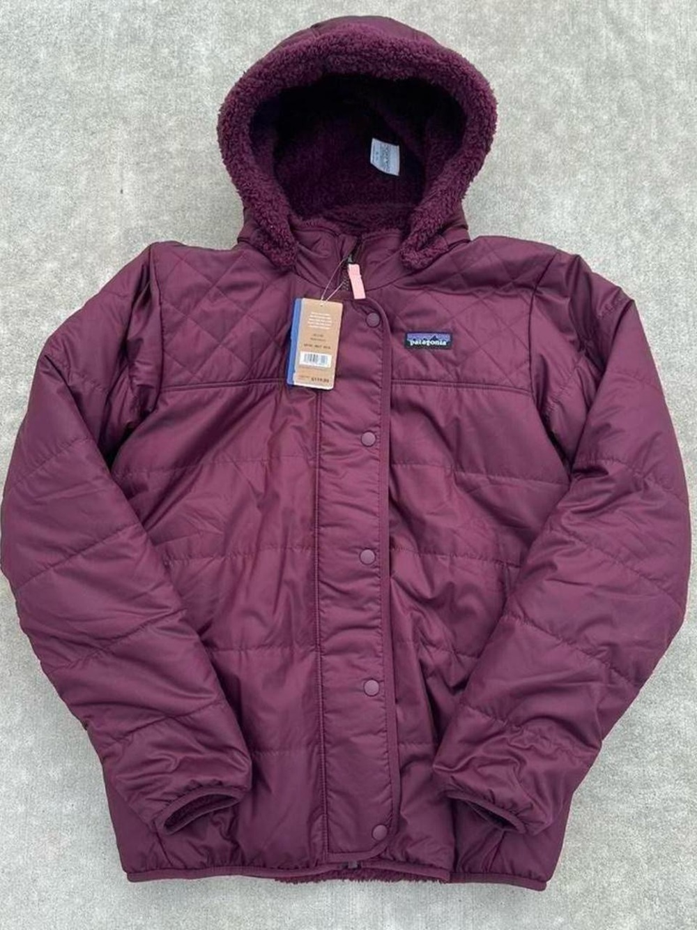 Patagonia Quilted Hooded Jacket in Deep Plum